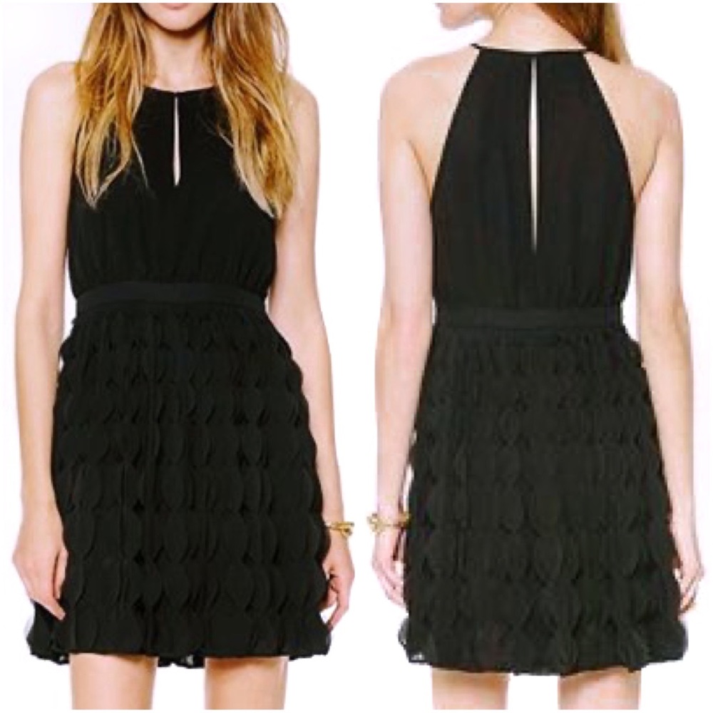 Diane Von Furstenberg Black Gia Ruffle Dress Size 10